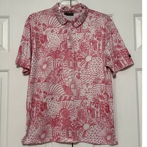 Men's Yatta Golf Polo Short Sleeve Shirt, Hawaiian Print, Size L